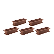 Omnipazar Sy-5785 Orta Antik Köşeli Tabaklı Saksı 46 Lt Kahverengi 5 Adet