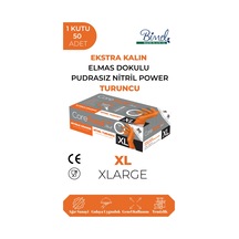 Nitril Turuncu Power Pudrasız Muayene Eldiveni Xl - 1 Paket 50 Li