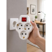 Kompakt 3 Çıkışlı Kablosuz Priz Çoğaltıcı Duvar Tipi