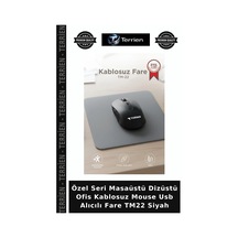 Özel Seri Masaüstü Dizüstü Ofis Kablosuz Mouse Usb Alıcılı Fare Tm22 Siyah