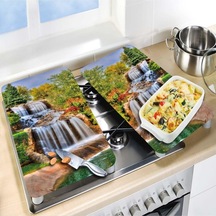 2' li 40x52 cm Şelale Desenli Cam Kesim Tablası ve Ocak Koruma