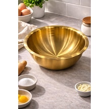 Morponi Paslanmaz Çelik Gold Ölçülü Hamur Yoğurma & Karıştırma Kabı 3000 Ml Gold