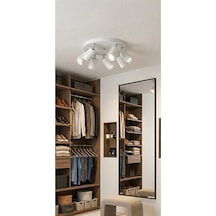 7 Li Gu10 Led Spot Avize Beyaz Gövde Krom Detay Modern Tavan Led Siyah