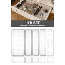 11'li Çekmece İçi Çok Amaçlı Organizer -kozmetik Takı Makyaj Organizeri Dolap İçi Düzenleyici Şeffaf
