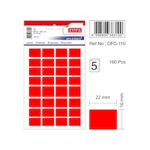 Tanex Etiket Ofc-110 16x22mm Kırmızı 10'lu 2 Adet