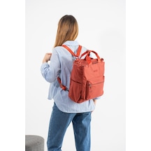 571 Collections Ultra Hafif Çok Cepli, Çok Bölmeli Sırt Ve El Çantası Kiremit Model:571-9s