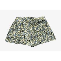 Çiçekli Kız Çocuk Şort Etek St08981 Yeşil