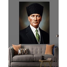 Ahşap Tablo Atatürk Portresi Yeşil Kravat Araba Tabloları