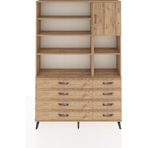 Arges Dolap 8 Raflı 8 Çekmeceli Tek Kapaklı 132x30x195 Çam-çam/çam Atlas Çam/atlas Çam
