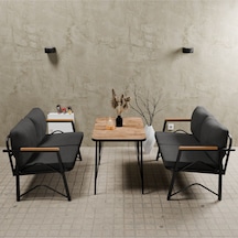 Mb Garden Furnıture Simetri Model, Balkon, Bahçe, Cafe, Metal Koltuk Takımı, Bahçe Takımı ,çay Seti,2+2 Masalı Süngerli Antrasit