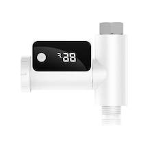 Pazly Dijital Duş Termometresi - Led Ekranlı Su Sıcaklık Ölçer, Kolay Kurulum, 360 Dönebilir 112 Karakter Beyaz Beyaz