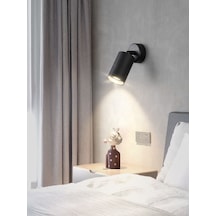 Riolight Modern Mafsallı Hareketli Başlık Siyah Yatak Başı Spot Led Aplik Ampul Dahil Siyah
