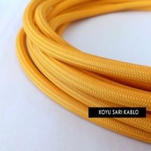 Marketcik Koyu Sarı Renkli Dekoratif Örgülü Kumaş Kablo,1-5-10-20