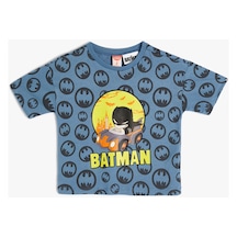 Koton Batman Tişört Lisanslı Kısa Kollu Bisiklet Yaka Pamuklu Mavi Desenli 4smb10196tk