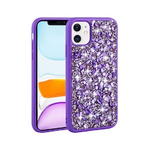 Zore Apple iPhone 11 Uyumlu Parlak Taşlı Tasarım Omsy Linea Kılıf-mor