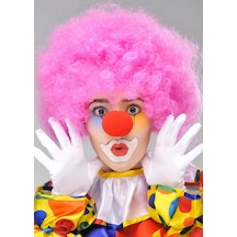 Pembe Renk Kıvırcık Afro Bonus Peruk Takma Saç Ve Kırmızı Bur N712