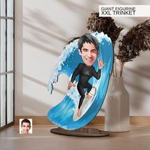 Bk Gift Kişiye Özel Sörfçü Karikatürlü Büyük Boy Ahşap Biblo-1 Arkadaşa Hediye , Sevgiliye Hediye, Kişiye Özel Biblolar Kobitmeyen137545 Bk Gift