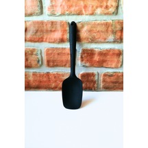 Silikon Sert Düz Spatula - Siyah Renk- 27 Cm - 1 Adet Siyah
