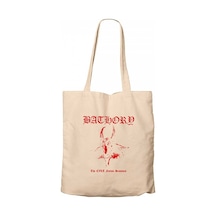 Bathory Black Metal Red Krem Kanvas Bez Çanta Krem