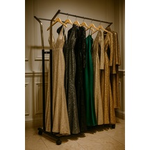 V Ayarlı 125 Cm Metal Konfeksiyon Elbise A. Askılık Tekerlekli Demontepoartmanto Vitrin Raf Siyah