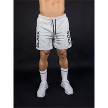Unisex Baskılı Slimfit Şort GRİ