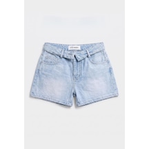 Kadın Ice 4s6-3 Mini Boy Kemer Detaylı Denim Şort Ice Rengi
