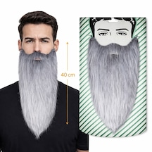 Gri Renk Lastikli Uzun Takma Sakal 40 Cm 5691 "
