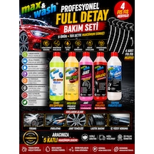 Max&wash 5'li Profesyonel Full Detay Bakım Seti Cilalı Oto Şampuan + Hızlı Cila + Jant Temizleyici + Lastik Parlatıcı + Torpido Parlatıcı 4 Fıs Fıs Hediyeli