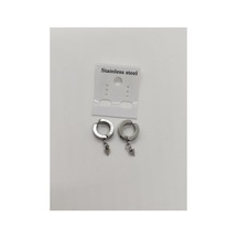 Kıstırmalı Erkek Çelik Küpe Silver Mızrak