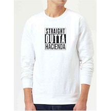 Pubg Straıght Outta Hacıenda Baskılı Beyaz Erkek Sweatshirt