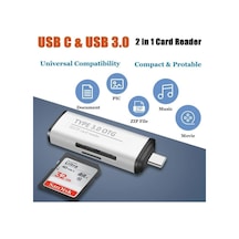 Macbook, Type-c Portlu Telefon, Tablet, Bilgisayar, Uyumlu Type-c To Usb 3.0 Sd Micro Sd Kart Okuyucu 3 Portlu Çevirici Dönüştürücü Hub Adaptör