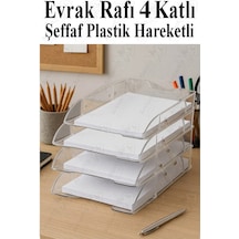 Evrak Rafı 4 Lü Şeffaf Masaüstü 1 Paket Plastik Evrak Rafı Masa Üstü Şeffaf Hareketli A4 Dosya Düzenliyici Kağıt Tepsisi Şeffaf