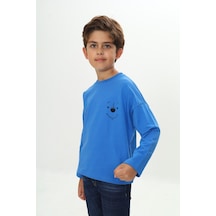 Toontoy Kids Toontoy Erkek Çocuk Baskılı Bisiklet Yaka Uzun Kollu Tişört Saks