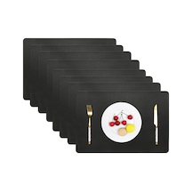 Geeroyoo Vinjiasin - 8 Adet Siyah Sentetik Deri Masa Örtüsü, Isıya Dayanıklı, Su Geçirmez, Kolay Temizlenir, İç Ve Dış Mekan Kullanımı İçin Uygun Siyah