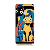 Realme C17 Uyumlu Şaşkın Renkli Kediler Desenli Silikon Kılıf Çok Renkli