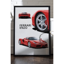 Ferrari Enzo Siyah Ahşap Çerçeveli Poster, Dekoratif Araba Duvar Tablosu
