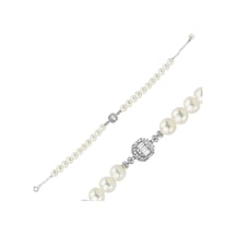 6,5 Mm Baget Doğal İnci Bileklik 18 Cm / Beyaz Beyaz Beyaz Altın