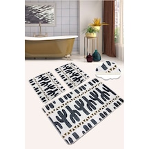 Cactus Time Djt 3 Lü Set Banyo Halısı Paspas Klozet Takımı Çok Renkli