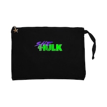 She Hulk Logo Siyah Clutch Astarlı Cüzdan / El Çantası Siyah