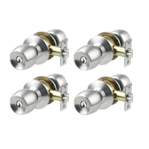 Topuzlu Otel Tipi Kapı Kilit Kolu Saten-gri Anahtarlı 4 Adet