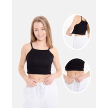Alya Underwear Kaşkorse Geniş Yaka Askılı Crop Siyah
