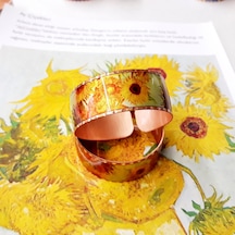Copper Anatolian Van Gogh Sunflowers 1888 Bakır El İşçilikli Lüks Bilezik Altın