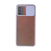 Samsung  Uyumlu - Galaxy A02s Kılıf Palm Buzlu Kamera Sürgülü Silikon - Lila Çok Renkli