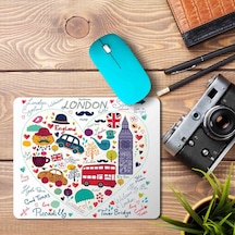 Londra Temalı Kalpli Baskılı Mouse Pad