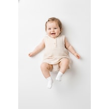 Tiffany Baby & Kids Müslin Glow Tasarımlı Yaka Düğmeli Üst Bej