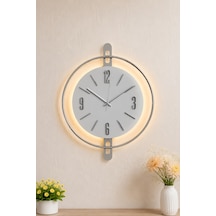 Pey Aksesuar 50x70 Cm Metal Ahşap Ve Işığın Muhteşem Uyumu Duvar Saati Dekoratif Ahşap-m54-kromgrı-beyaz-siyah-gold