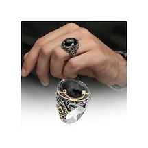 Siyah Kubbe Taşlı Hünkar Modeli 925 Gümüş Erkek Yüzük