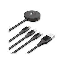 Go Des GD-UC561 4 in 1 Kablosuz Akıllı Saat Şarj Cihazı ve Çoklu USB Hızlı Şarj Kablosu Çok Amaçlı ZORE-262897 Siyah