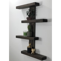 O&Awood Doğal Ahşap Dekoratif Minimal Duvar Rafı,4 Katlı Vintage, Retro A (505265134)
