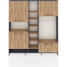 Arges Dolap 18 Raflı 8 Kapaklı Tek Askılı 220x30x243 Antrasit-çam/çam Atlas Çam/atlas Çam